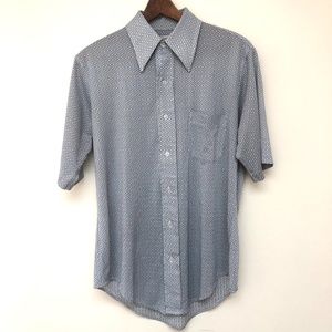 Vintage 70s Mens Arrow Knit Polyester Shirt 15.5 S